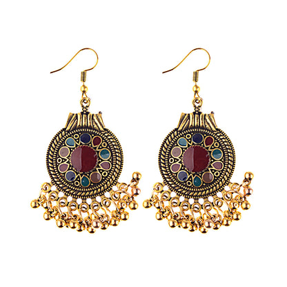 Gold Drop Oil Bohemian Ethnic Style Tassel Bead Earrings