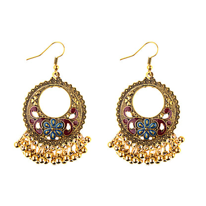 Gold Drop Oil Bohemian Ethnic Style Tassel Bead Earrings